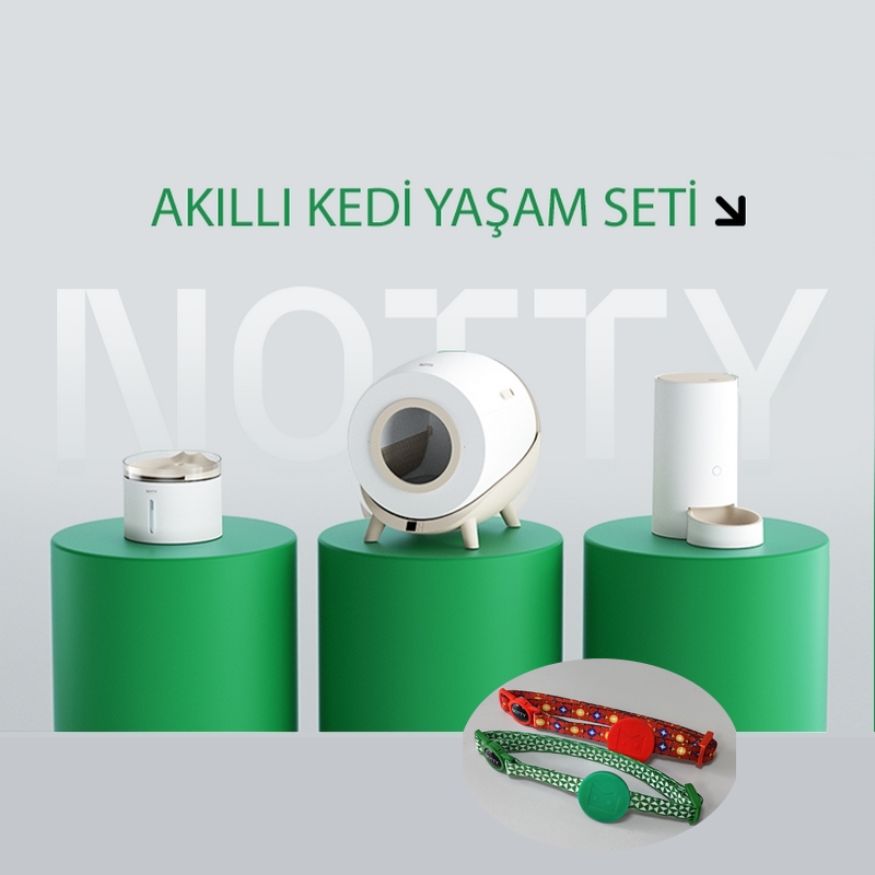 NOTTY Akıllı Kedi Yaşam Seti – Otomatik Kedi Tuvaleti, Mama ve Su Kabı